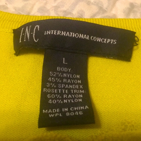 INC Stretchy Chartreuse floral neck tank - Picture 6 of 9